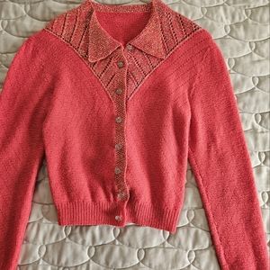 Vintage 1950s raspberry cardigan